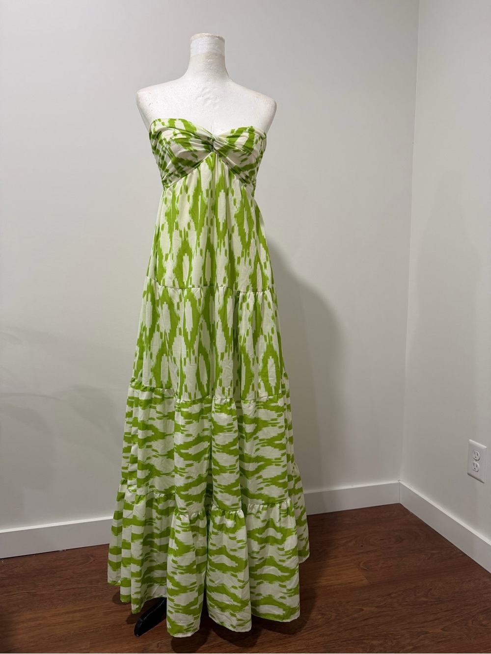 Flying Tomato Lime and White Strapless Ikat Maxi Dress - Picture 1 of 7